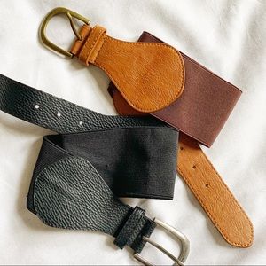 BDG Stretch Belt Set of 2 Black & Brown Size M/L